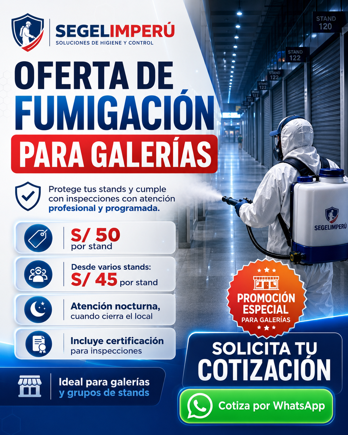 Oferta de fumigación para galerías SEGELIMPERÚ